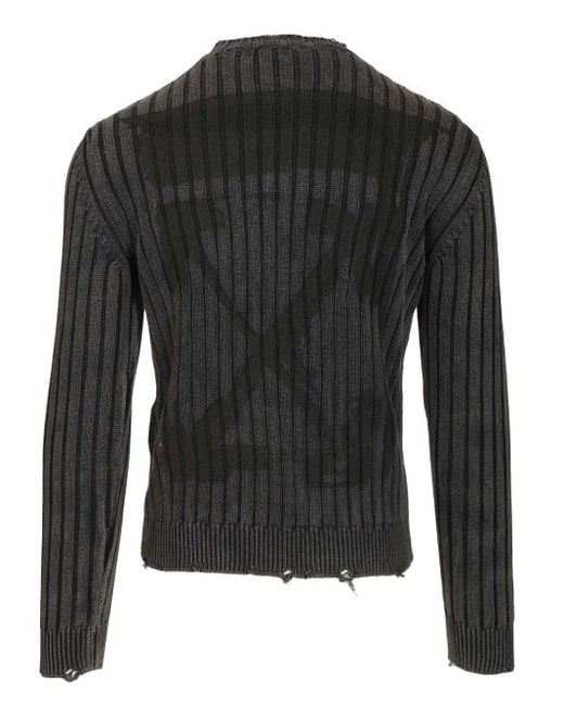 Off-White c/o Virgil Abloh Black Distressed Arrow Rib Knit Jumper for men