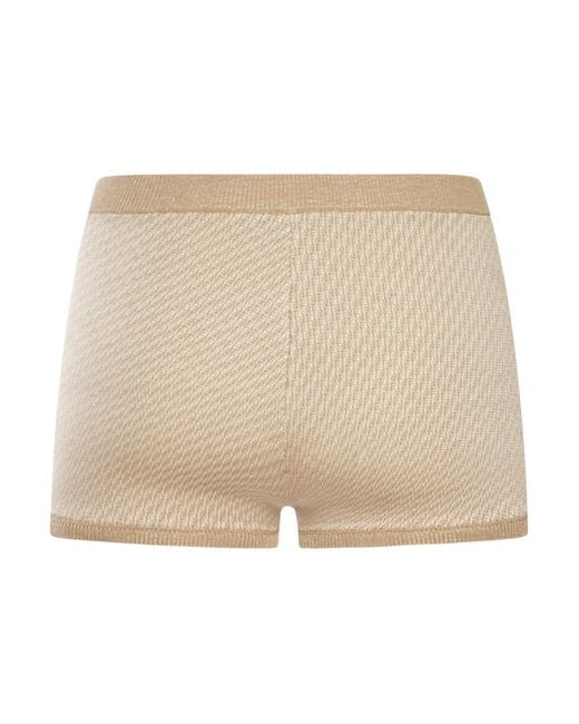 Fendi Natural Ff Wool And Silk Shorts