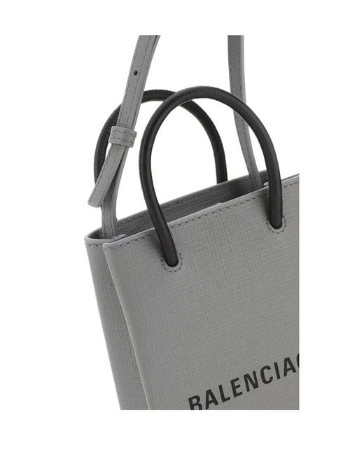 Balenciaga Gray Logo Printed Phone Holder
