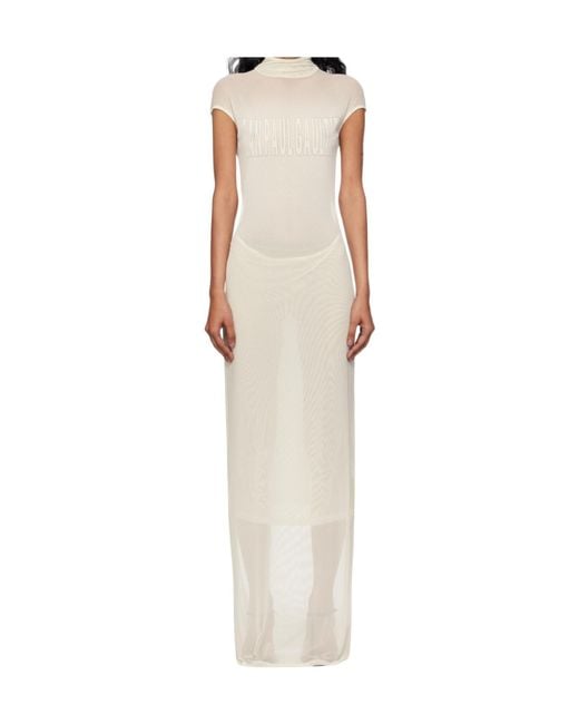 Jean Paul Gaultier White Sleeveless Flock Dress