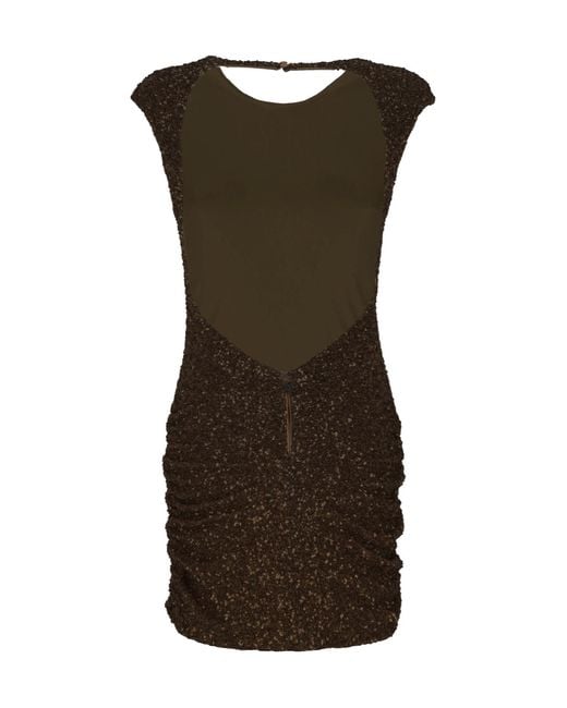 Aniye By Brown Sequinned Cut-Out Mini Dress