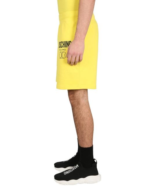 Moschino Yellow Logo Shorts for men