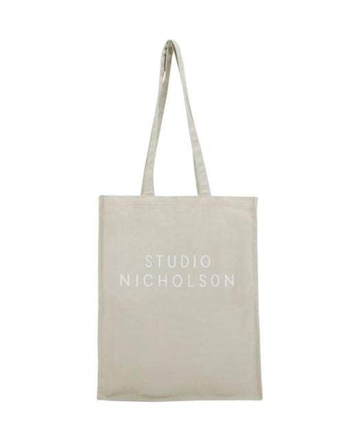 Studio Nicholson White Printed Logo Tote Bag for men