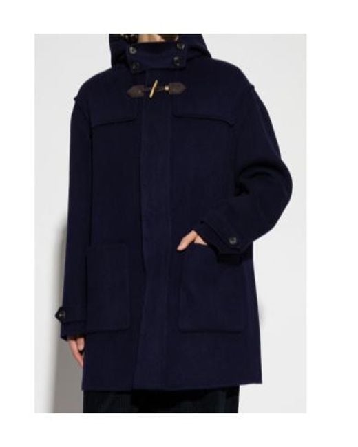 Moschino Blue Frog Closure Hooded Coat for men