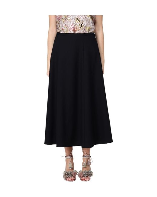 Alberta Ferretti Black High-Waisted Midi Skirt