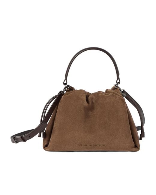 Brunello Cucinelli Brown Mellow Small Bucket Bag