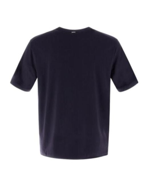 Herno Blue Short-Sleeved Crewneck Knitted T-Shirt for men