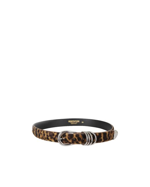 Semicouture White Xiomara Leopard-Print Triple-Loop Belt