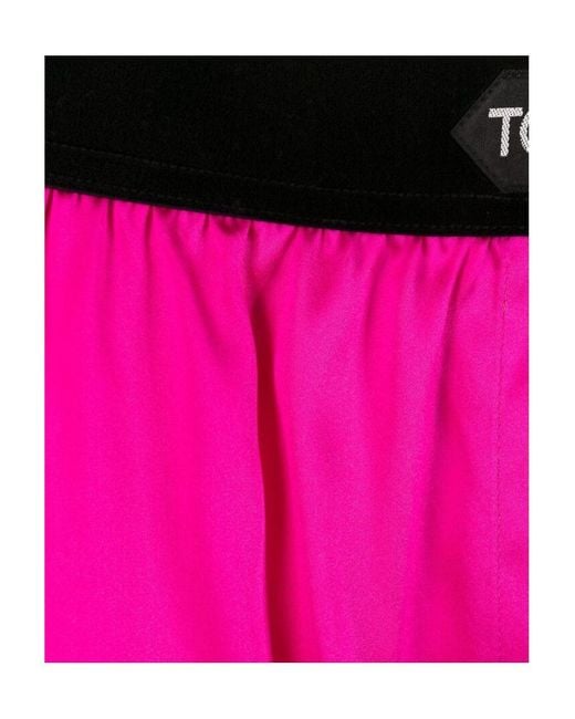Tom Ford Pink Logo-Waistband Stretched Satin Boxers for men