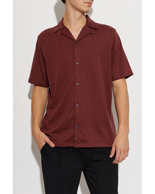 AllSaints Red Hudson Camp-Collar Shirt for men