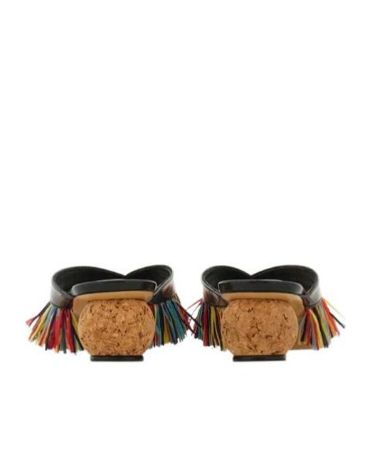 Ferragamo Brown Fringed Thong Sandal