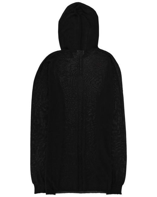 Rick Owens Black Wool Hooded Sweatshirt for men