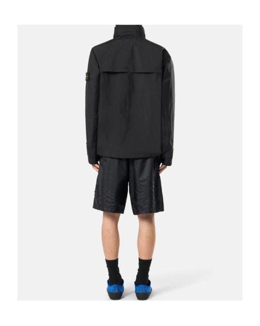 Stone Island Black Stand Collar Jacket With Ventilation Flaps for men