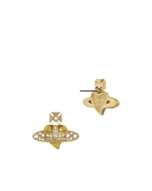 Vivienne Westwood Metallic New Diamante Heart Stud Earrings