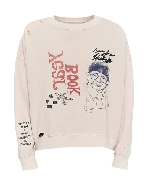 Song For The Mute White Distressed Graphic-Print Sweatshirt for men