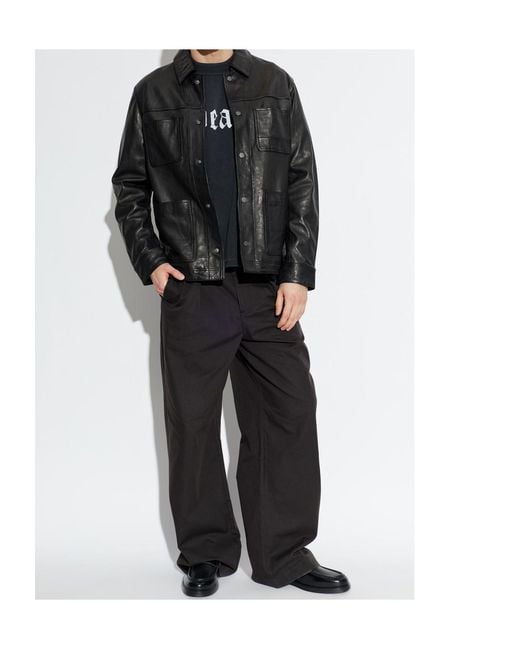 AllSaints Black Saxon Leather Jacket for men