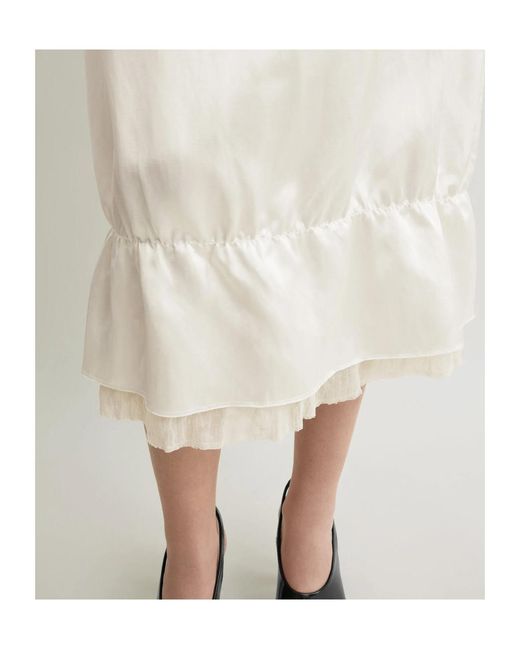 Totême  White Layered Satin Skirt