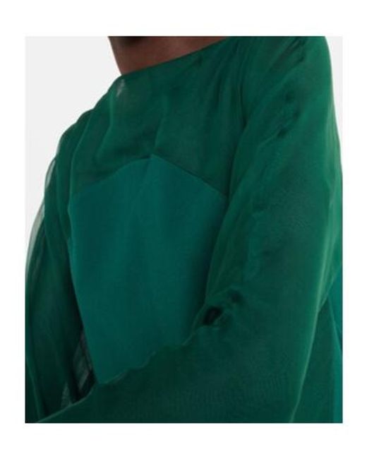 Safiyaa Green Silk-Trimmed Kaftan