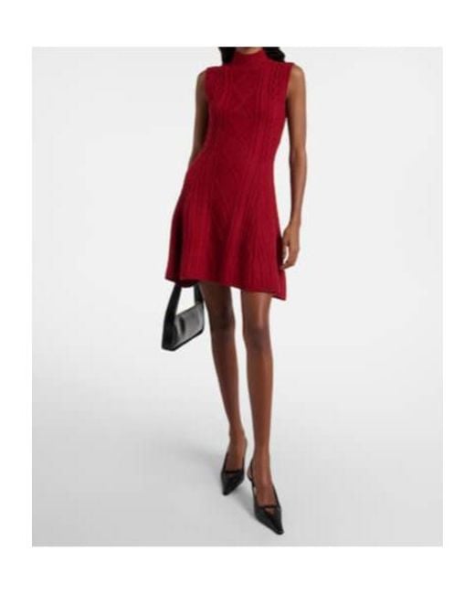 Staud Red Charade Cable-Knit Wool-Blend Minidress