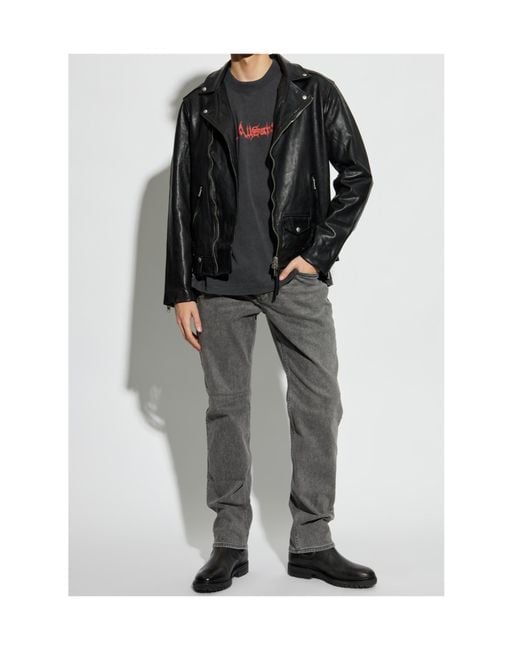 AllSaints Black Classic Biker Jacket for men