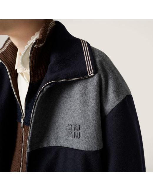 Miu Miu Blue Wool-Cashmere Bomber Jacket