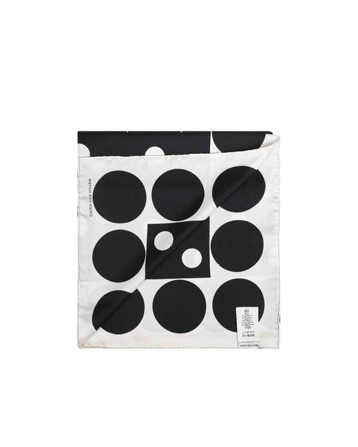 Dries Van Noten White Polka-Dot Silk Scarf