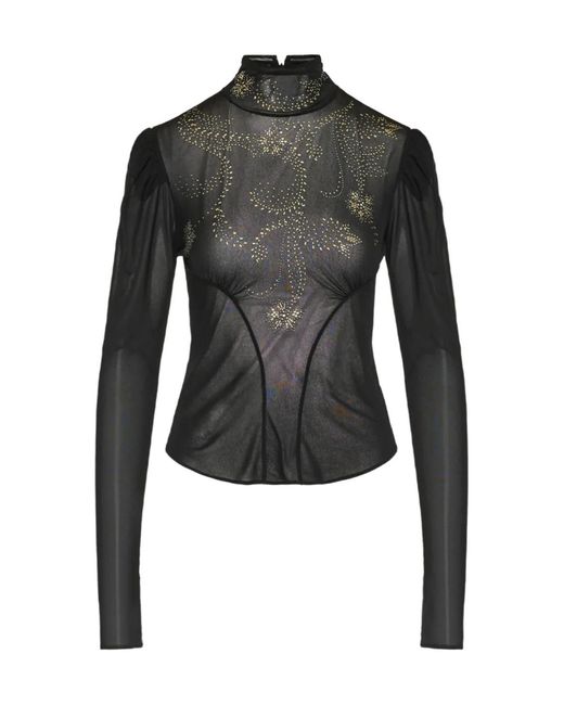 Rabanne Black Beaded Long-Sleeved Top
