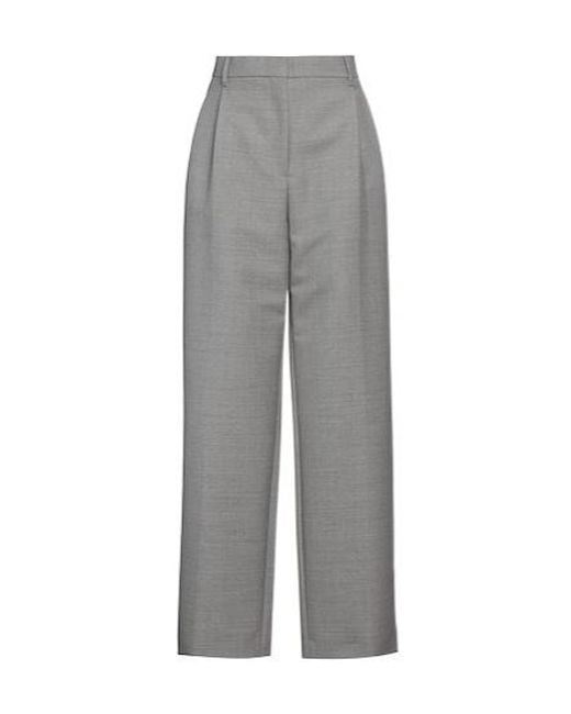 Burberry Gray Solid Color Wool Wide-Leg Pants