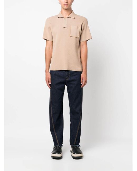 Lanvin Blue Logo Patch Mid-Rise Jeans for men