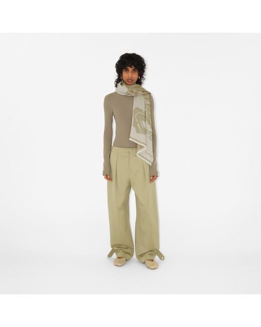 Burberry Natural Ekd Logo-Jacquard Frayed-Edge Scarf for men