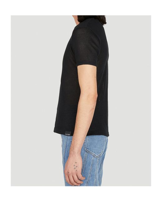 Courreges Black Courrèges Logo Patch Mesh T-Shirt for men