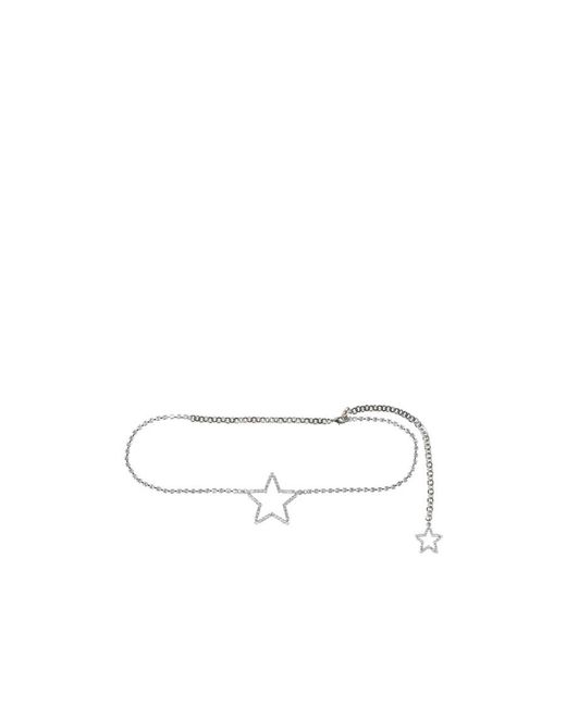 Alessandra Rich White Star Crystal Waist Chain