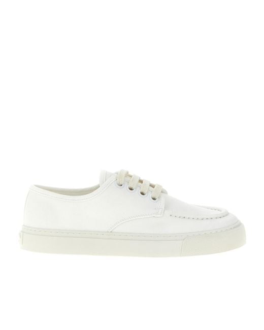Prada White Low Top Lace-Up Sneakers for men