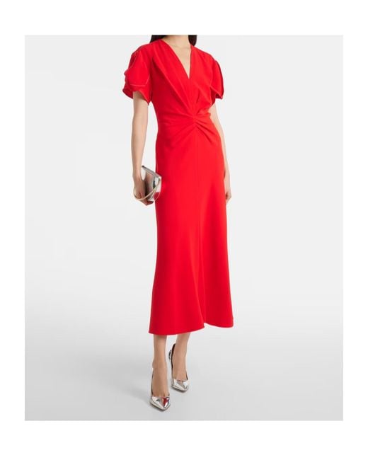 Victoria Beckham Red Cady Maxi Dress