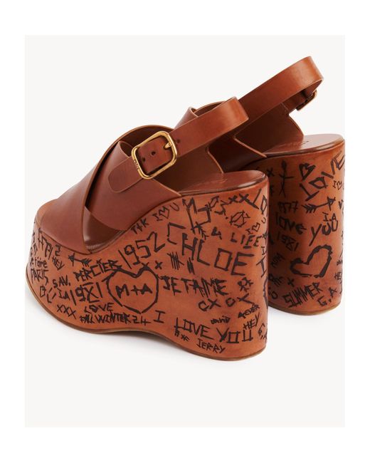 Chloé Brown Maxime Wedge Sandals