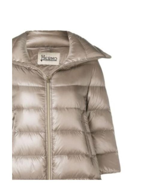 Herno Gray Cleofe Padded Zipped Coat