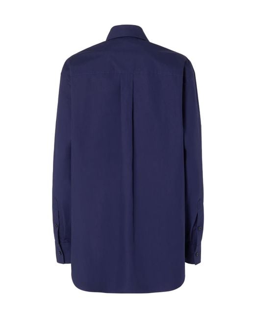 Fendi Blue Long Sleeved Cut-Out Detailed Poplin Shirt
