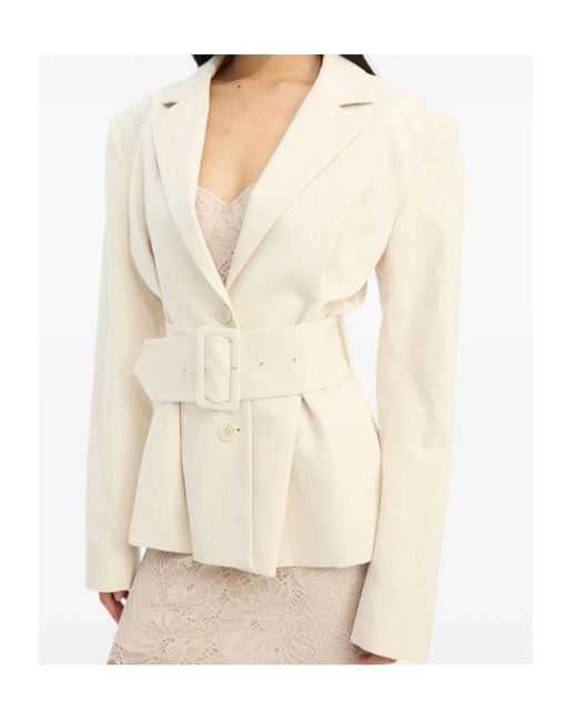 ROTATE BIRGER CHRISTENSEN Natural Belted Fitted Blazer