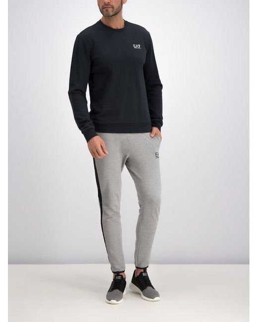 EA7 Blue Logo Round Neck Sweater for men