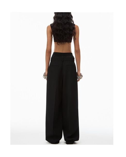 Alexander Wang Black Layered-Design Wool Trousers