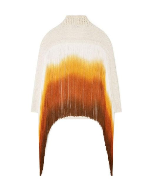 Alanui Natural Bright Hues Gradient Effect Fringed Cardigan