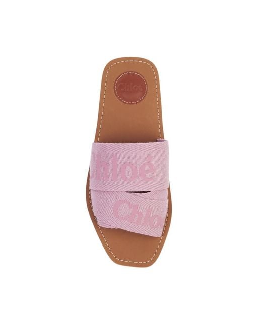 Chloé Pink Woody Flat Slides