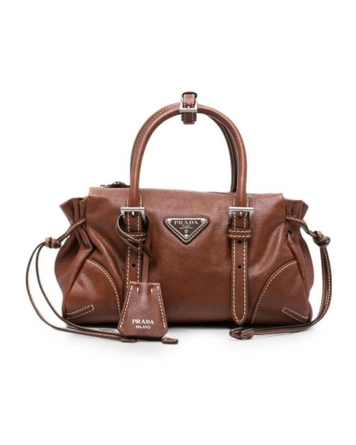 Prada Brown Bonnie Small Tote Bag