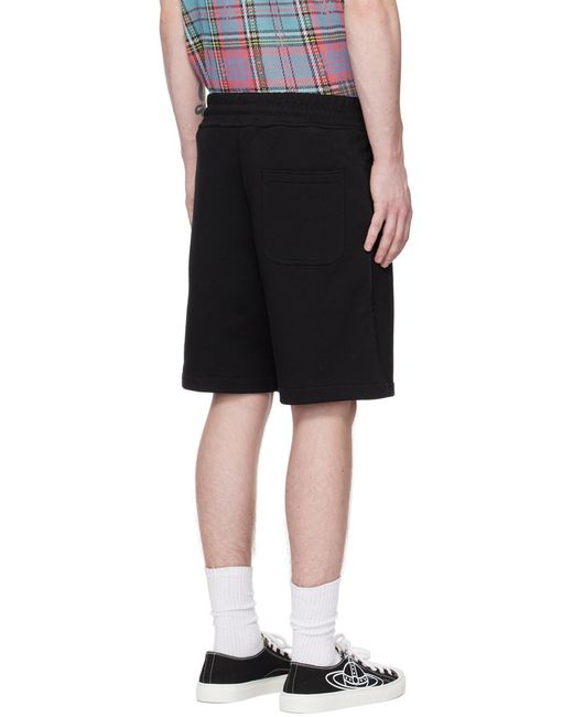 Vivienne Westwood Black Embroidered-Orb Cotton Shorts for men