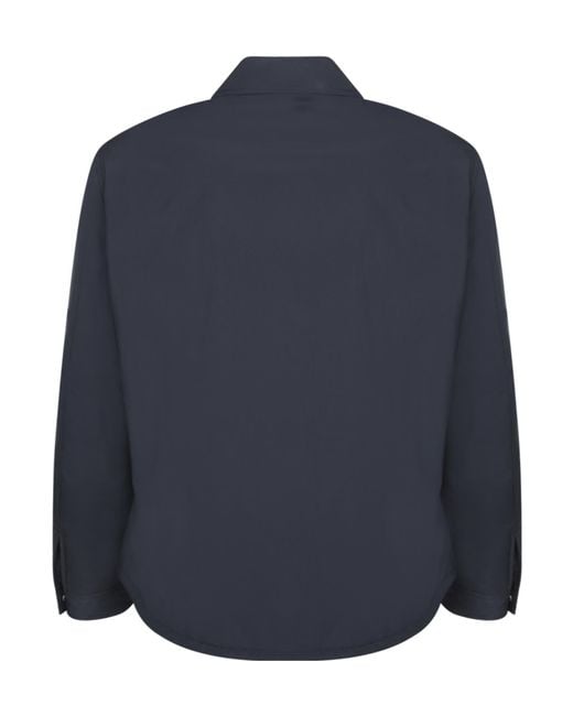 Lardini Blue Long Sleeved Press-Stud Overshirt for men