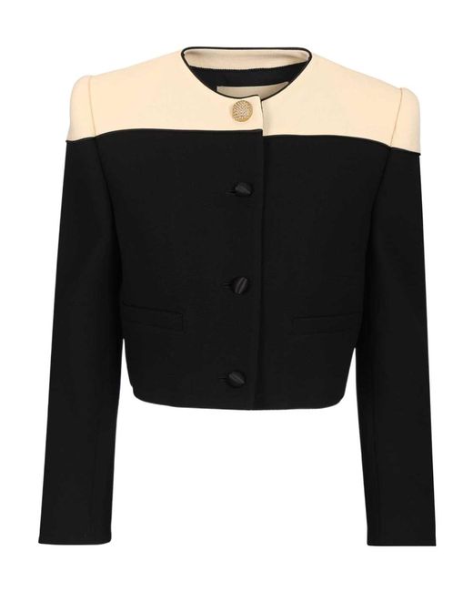 Valentino Black Button-Up Crewneck Jacket