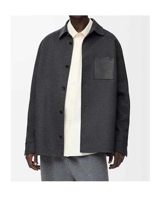 Loewe Blue Wool-Cashmere Overshirt for men