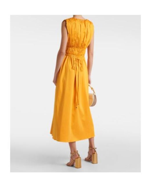 Altuzarra Yellow Fiona Ruched Cotton-Blend Midi Dress