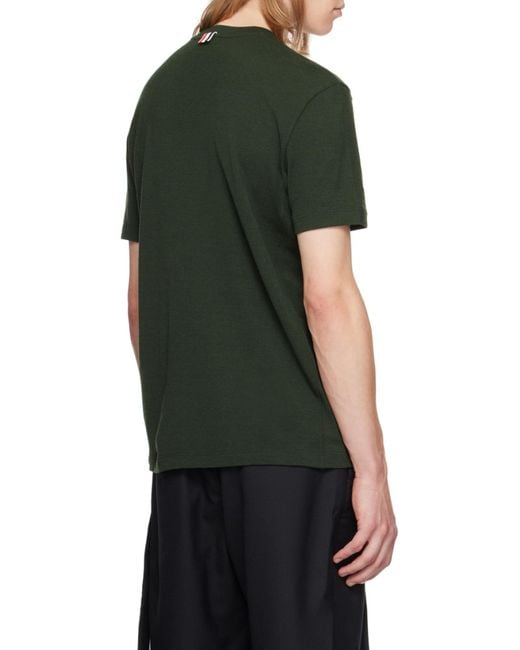 Thom Browne Green Short-Sleeved Crewneck Knitted T-Shirt for men