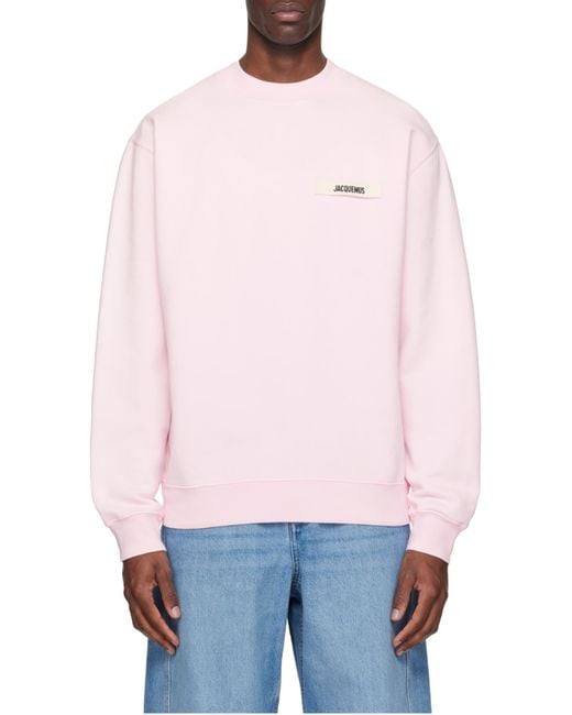 Jacquemus Pink Logo Patch Crewneck Sweatshirt for men